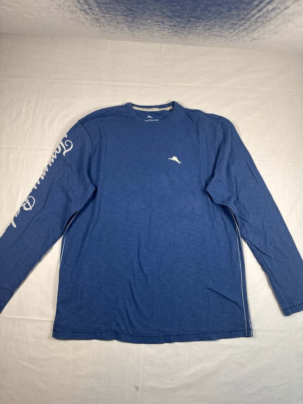 Tommy Bahama Men's Blue Long Sleeve American Flag Marlin Graphic T-Shirt
